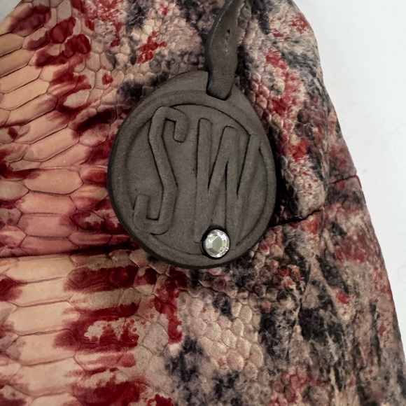 Stuart Weitzman VintageY2K Snake Embossed Leather Hobo Shoulder Bag Animal Print - Picture 10 of 16